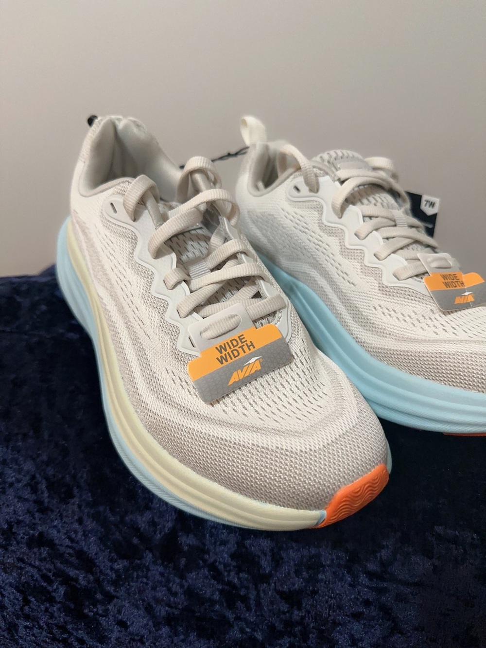 Avia Women's Comfort Performance Sneakers Grey with Blue and Yellow Acent - Picture 9 of 13